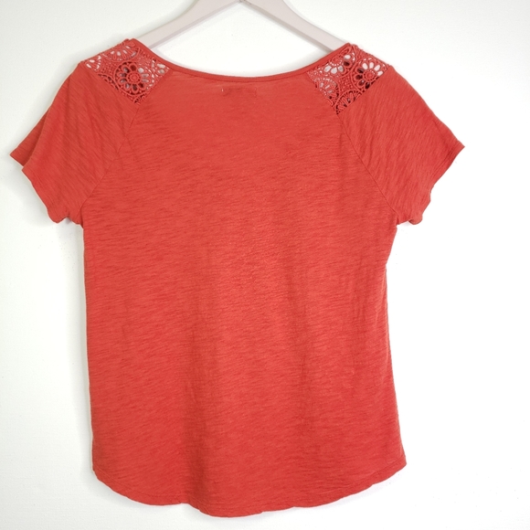 Lucky Brand Modal Crochet V Neck Tee Shirt M - Picture 4 of 7